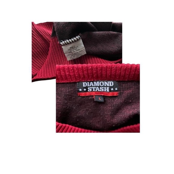 Vintage, dark, red and diamond Argyle academia, preppy sweater, size large - Picture 3 of 3